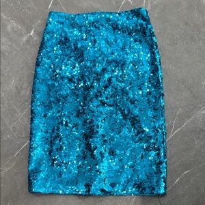 Alice + Olivia Blue Sequin Pencil Skirt Cocktail